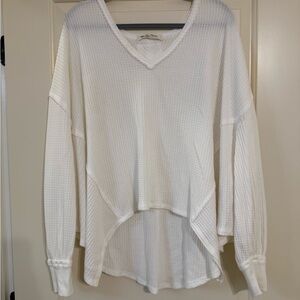 Free People White Flowy Long Sleeve Top